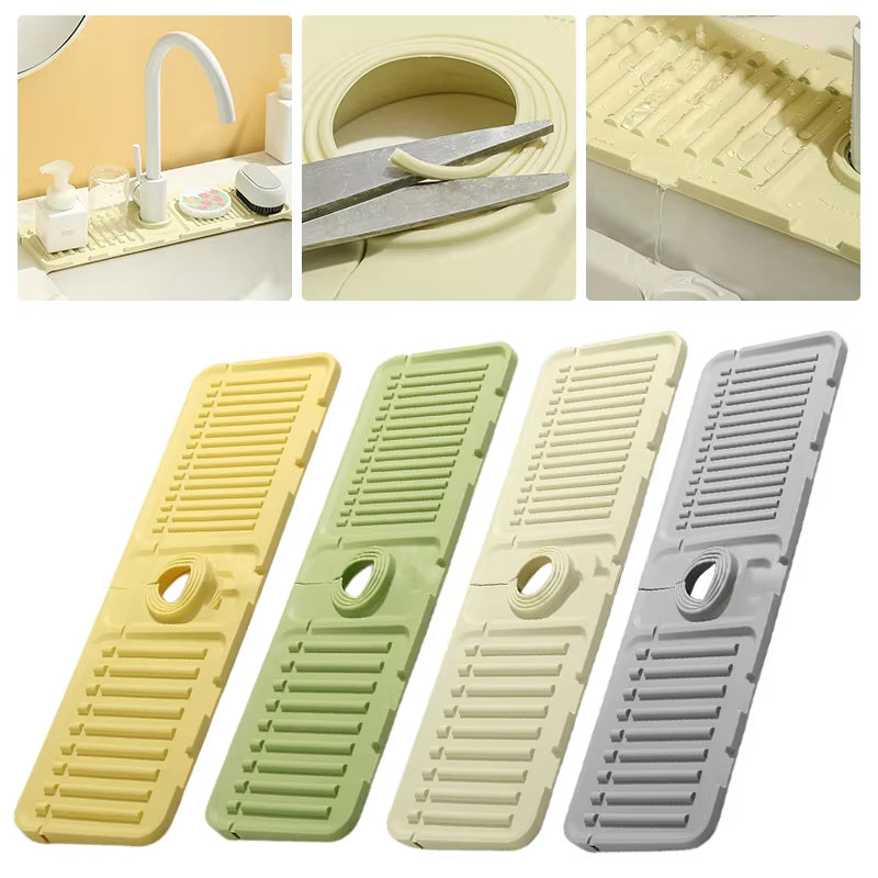 Silicone Sink Faucet Splash Pad Multipurpose Toilet Soap Storage Drainage Protectors Mat Kitchen Sink Gadgets