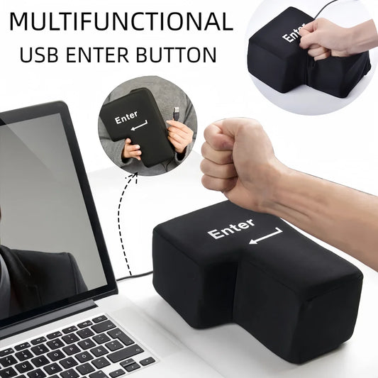 Anti-Stress Computer Huge Enter Key Big USB Keyboard Vent Button Pillow Desktop Stress Reliever Cushion USB Big Enter Key