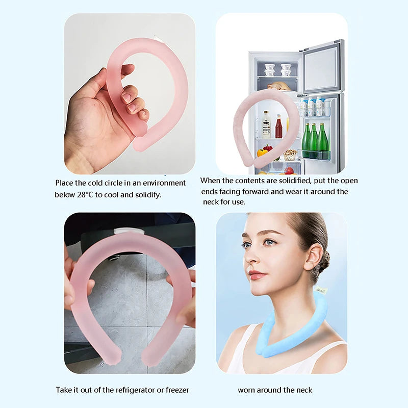 1Pc Neck Cooling Ring Neck Massager Summer Cooler Rings Cool Tube Collar Reusable Neck Cooling Ring Ice Cushion Tube